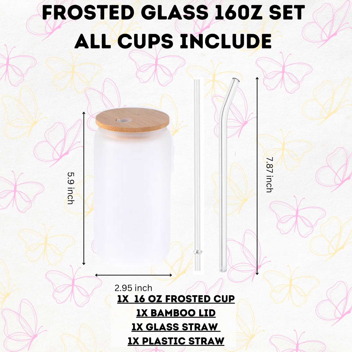 A Christmas Frosted Glass Cup With Lid-Glass & acrylic Straw