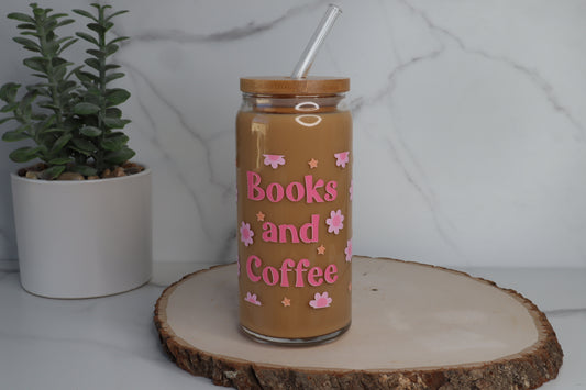 Books & Coffee Glass Cup